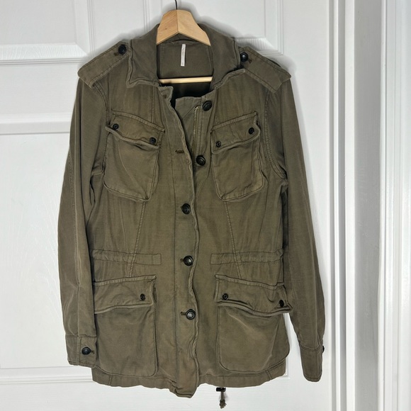 Free People Olive Green Utility Jacket Sz XS - Picture 5 of 12